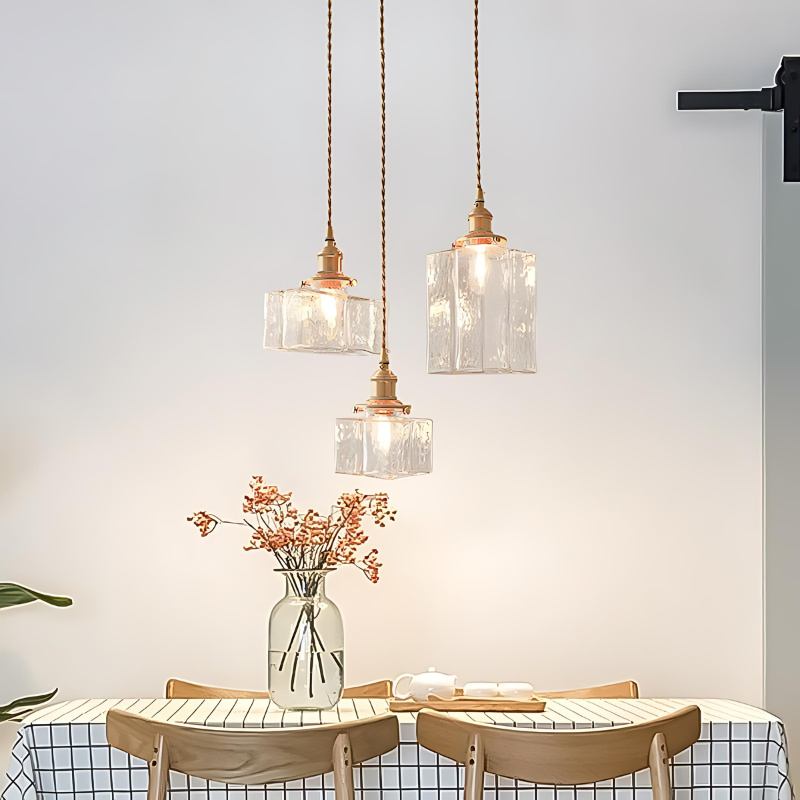 Luxe Glass Cube Pendant Light With Frosted Clear Glass Glow