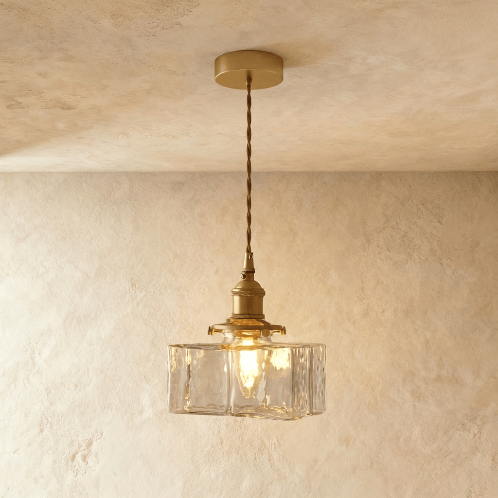 Luxe Glass Cube Pendant Light With Frosted Clear Glass Glow