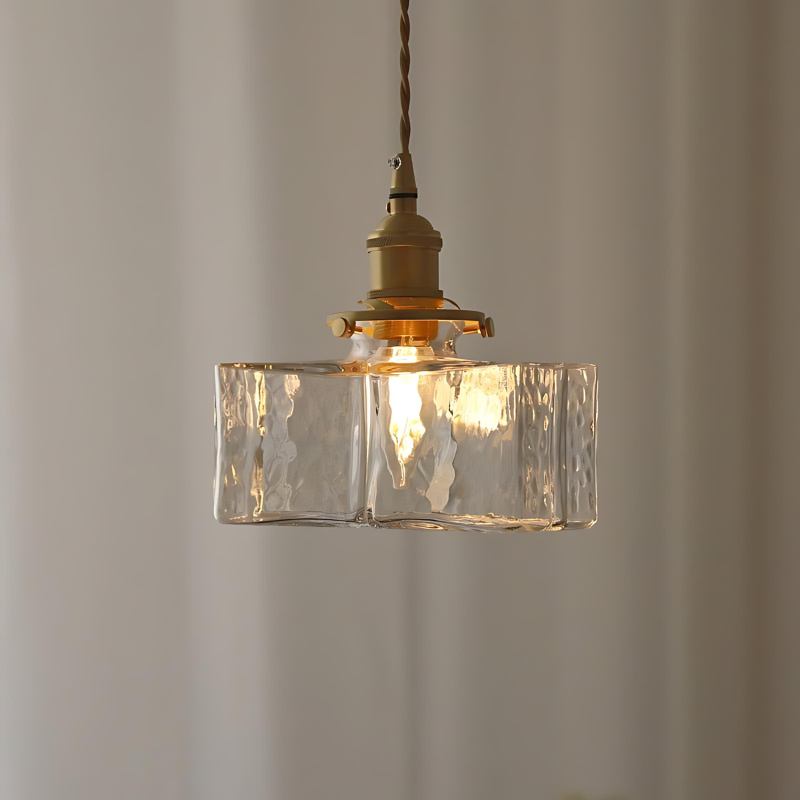 Luxe Glass Cube Pendant Light With Frosted Clear Glass Glow