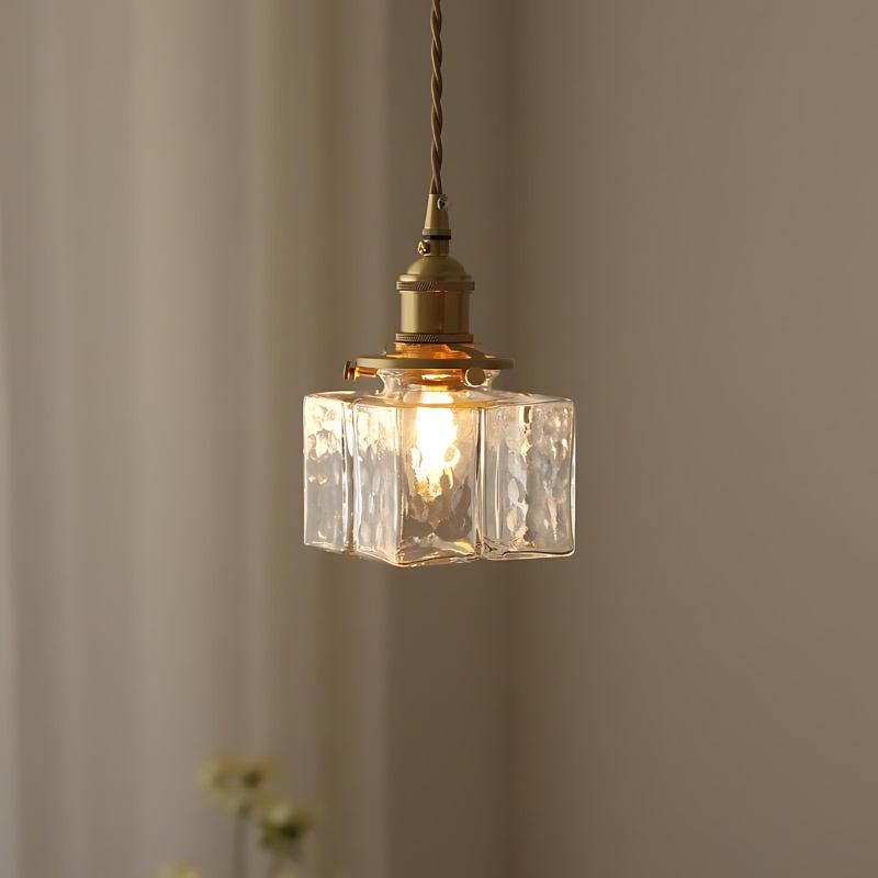 Luxe Glass Cube Pendant Light With Frosted Clear Glass Glow