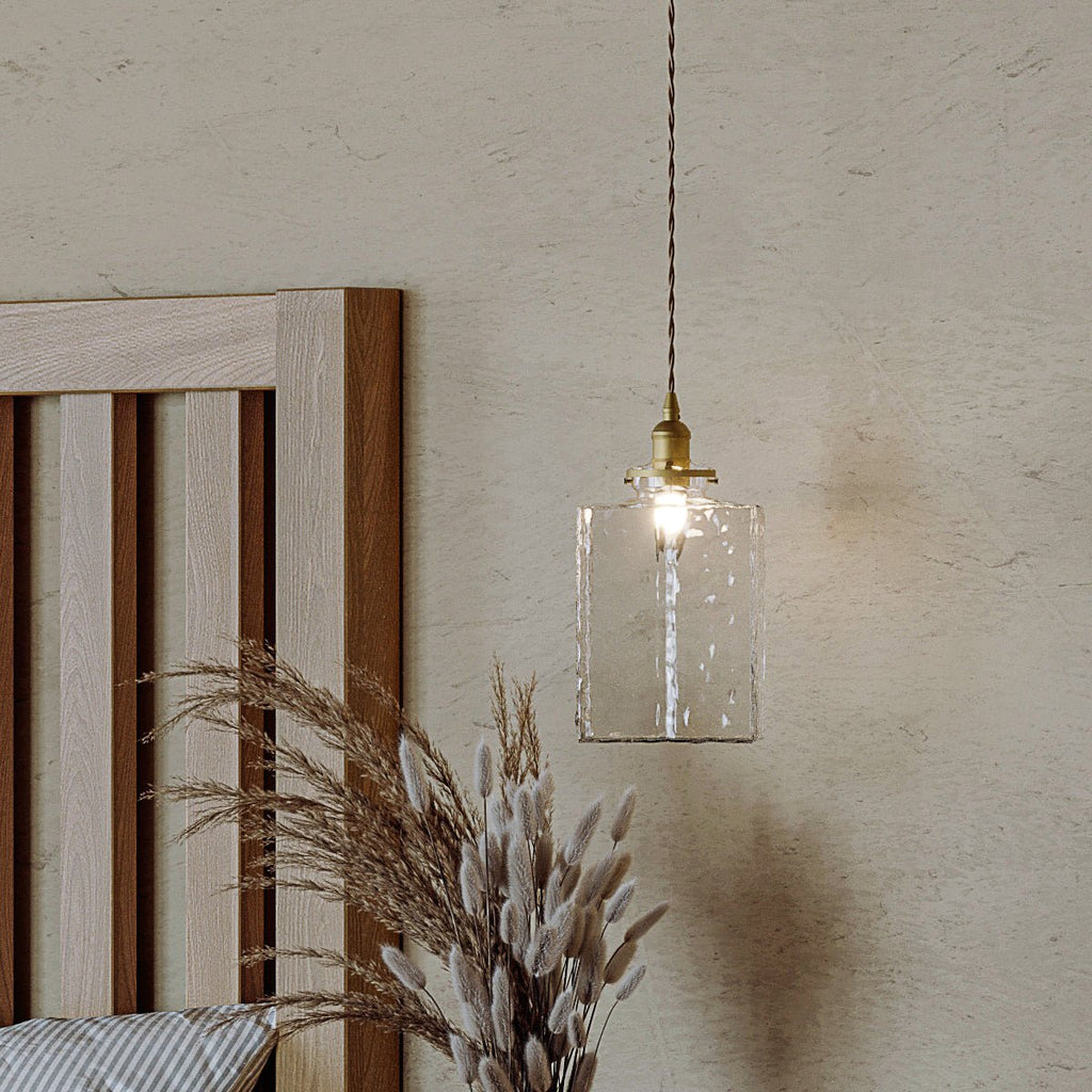 Luxe Glass Cube Pendant Light With Frosted Clear Glass Glow