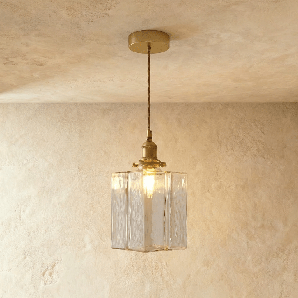 Luxe Glass Cube Pendant Light With Frosted Clear Glass Glow