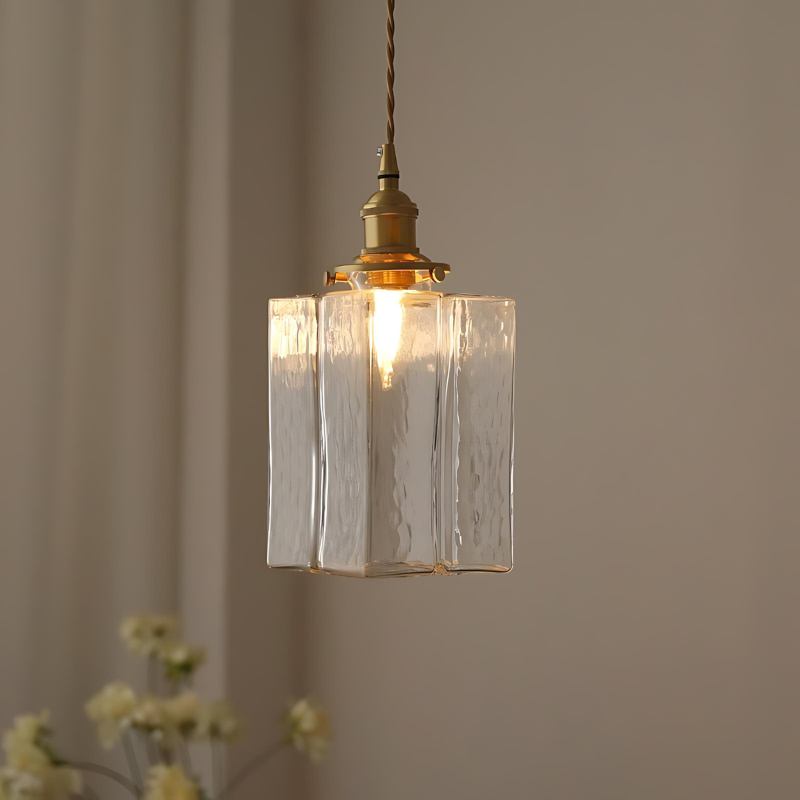 Luxe Glass Cube Pendant Light With Frosted Clear Glass Glow