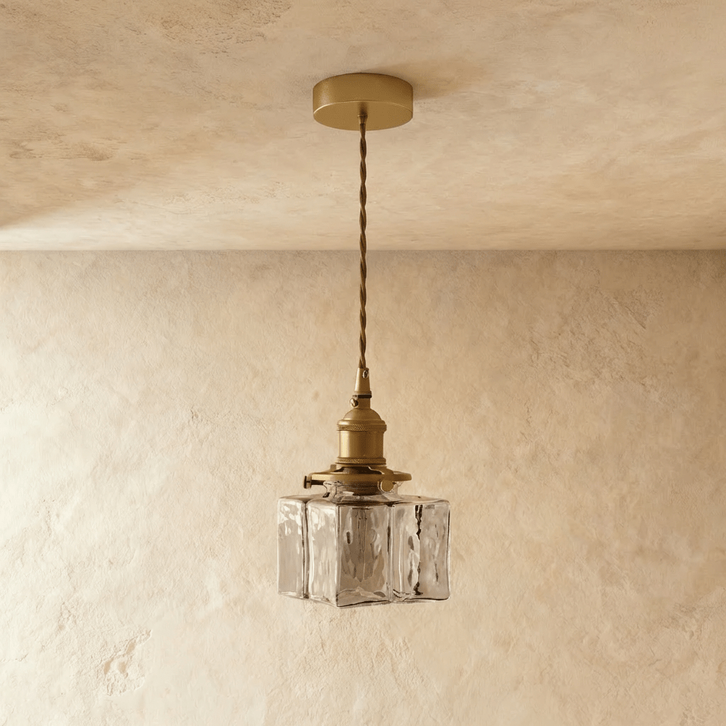 Luxe Glass Cube Pendant Light With Frosted Clear Glass Glow