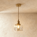 Luxe Glass Cube Pendant Light With Frosted Clear Glass Glow