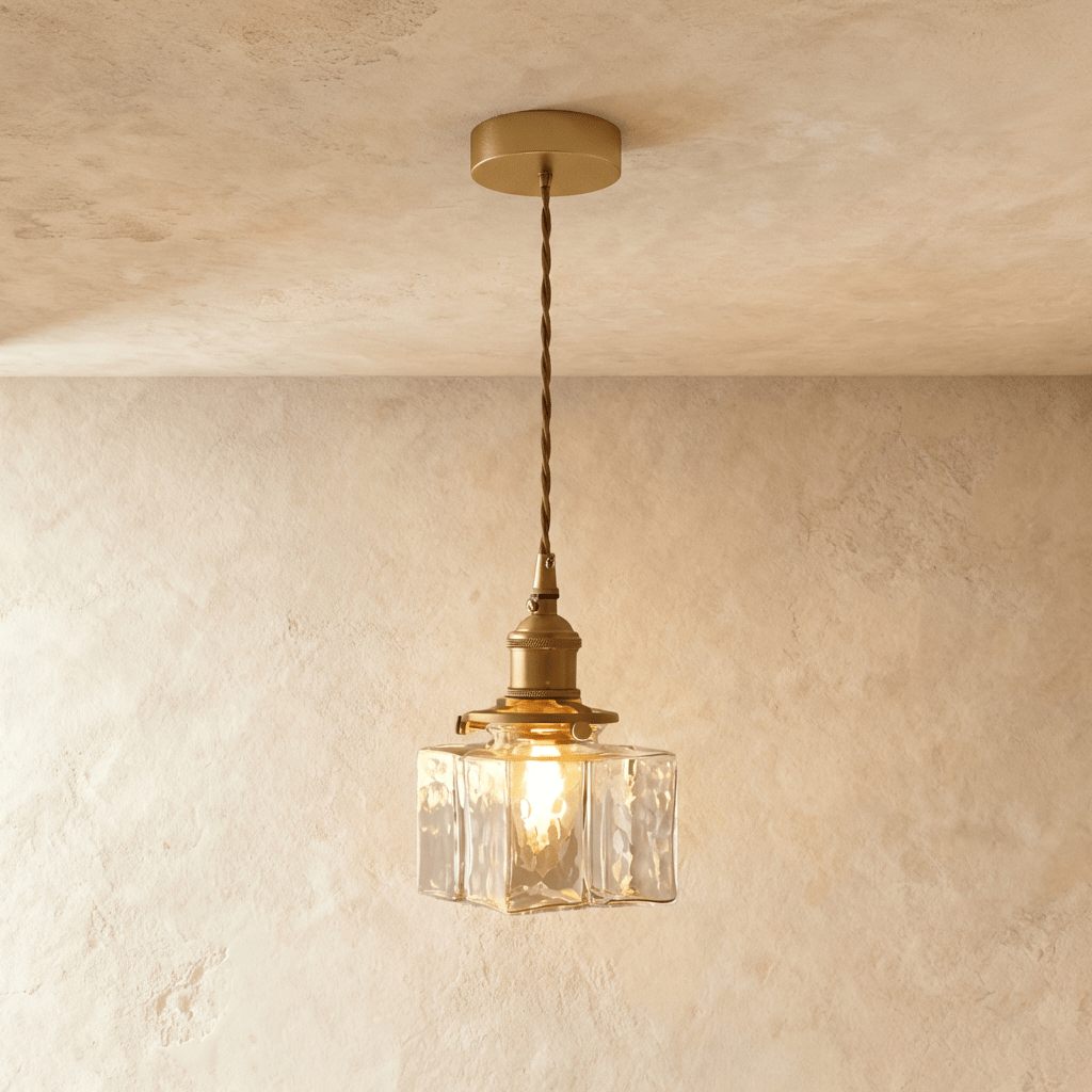 Luxe Glass Cube Pendant Light With Frosted Clear Glass Glow