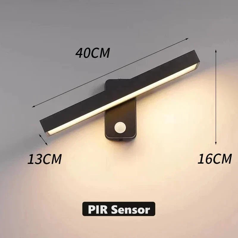 Applique murale extérieure Auron à tête orientable, étanchéité IP65, capteur de mouvement PIR