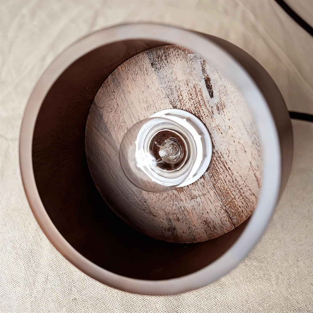Copper Wood Duotone Cylinder Pendant Light With Brushed Finish