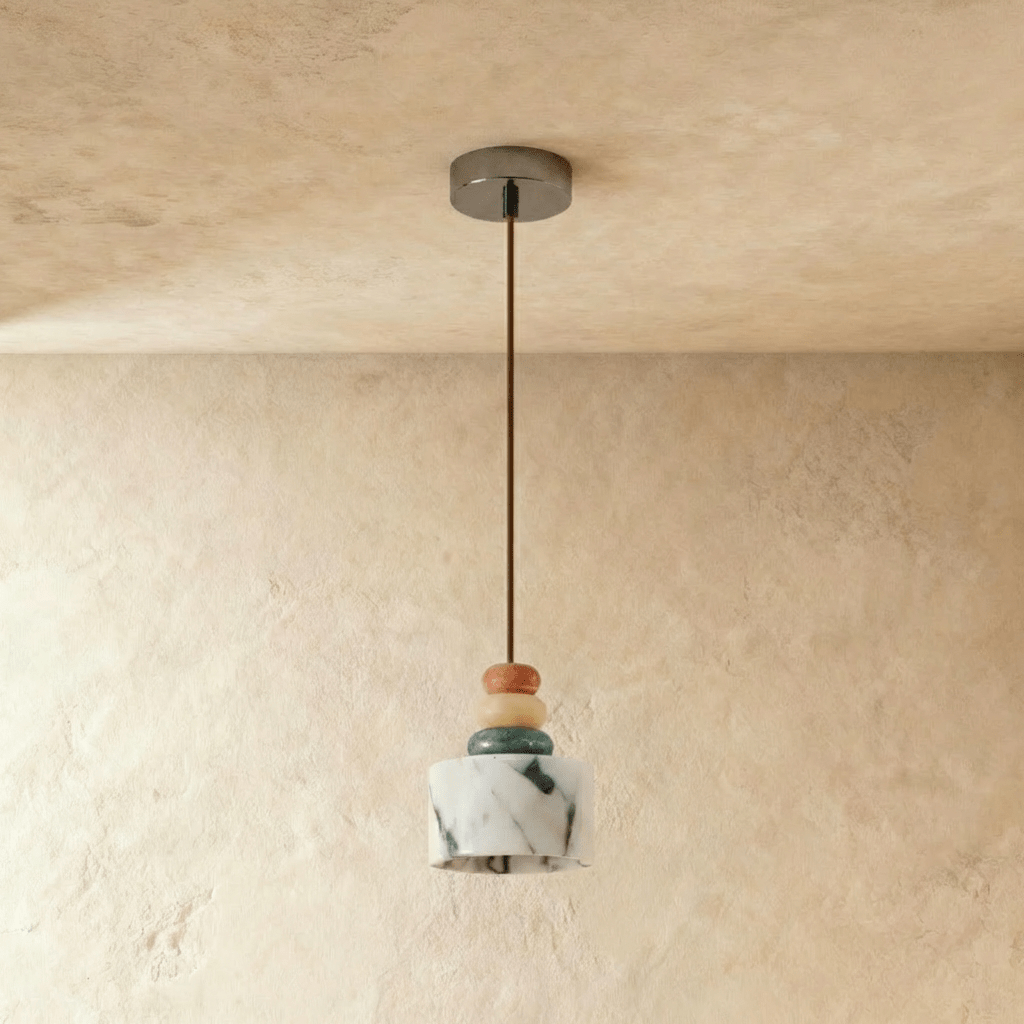 TerraLume Stone Vein Pendant Light With Warm Diffused Glow