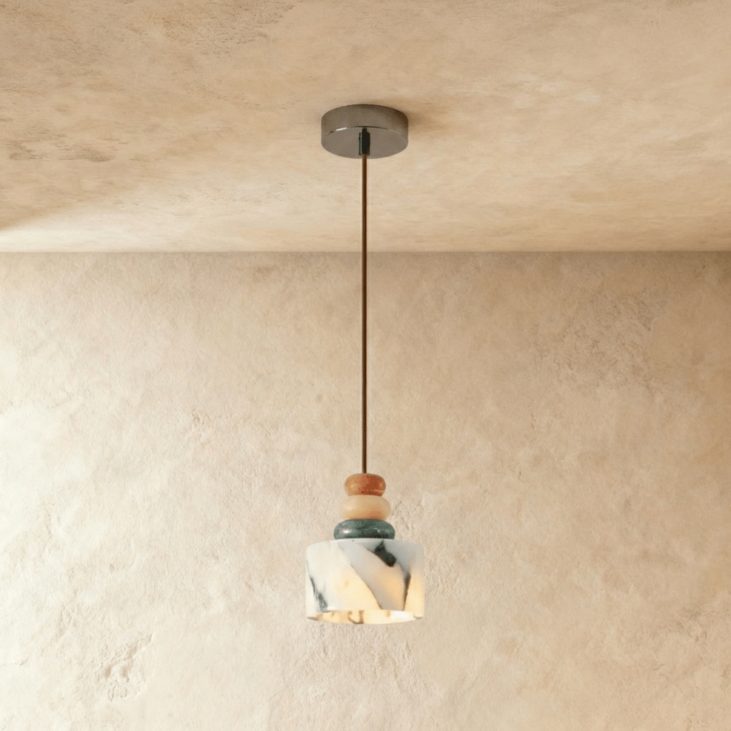 TerraLume Stone Vein Pendant Light With Warm Diffused Glow