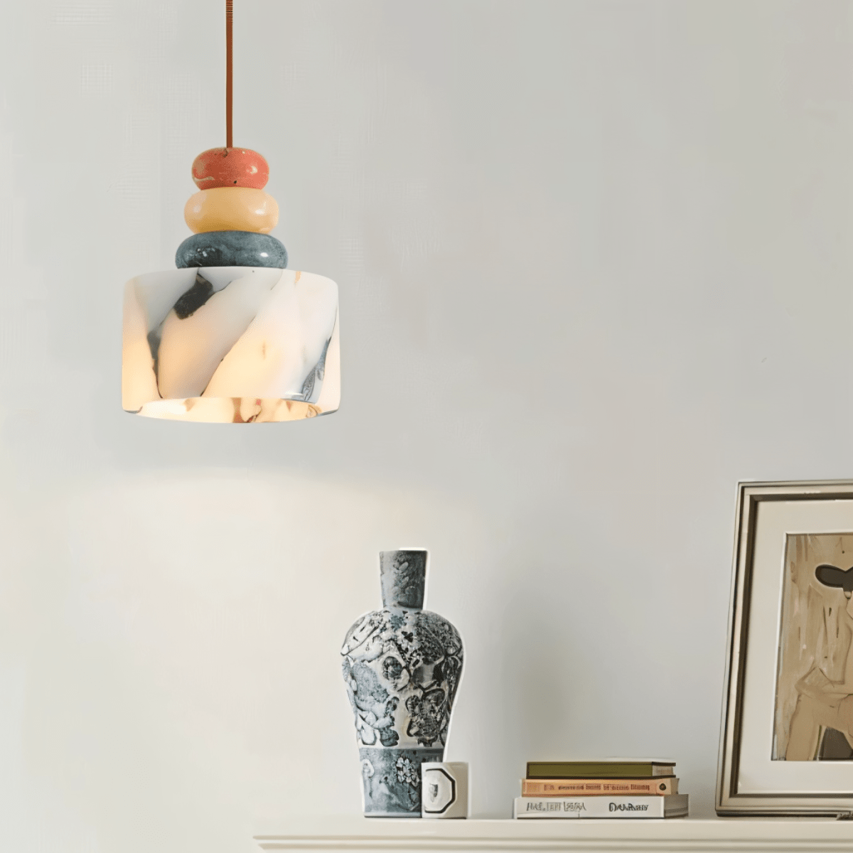 TerraLume Stone Vein Pendant Light With Warm Diffused Glow