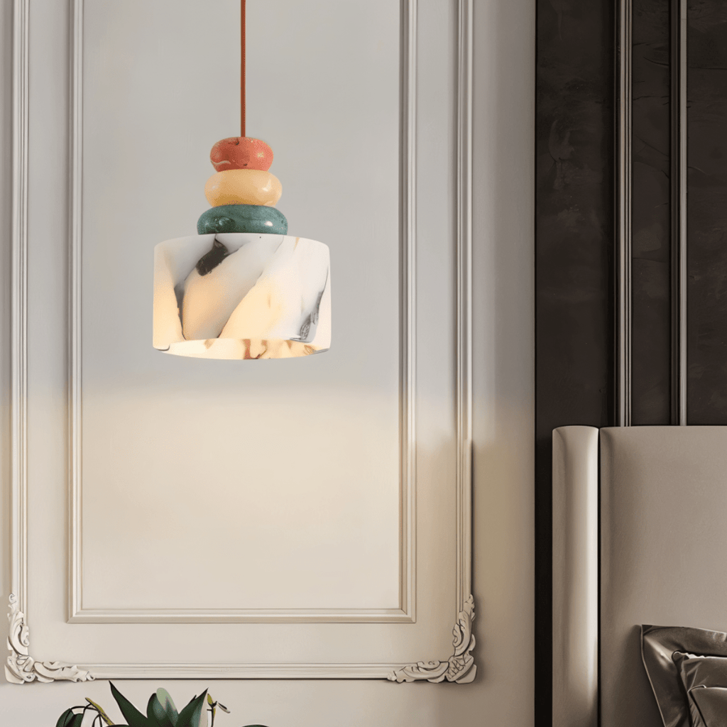TerraLume Stone Vein Pendant Light With Warm Diffused Glow