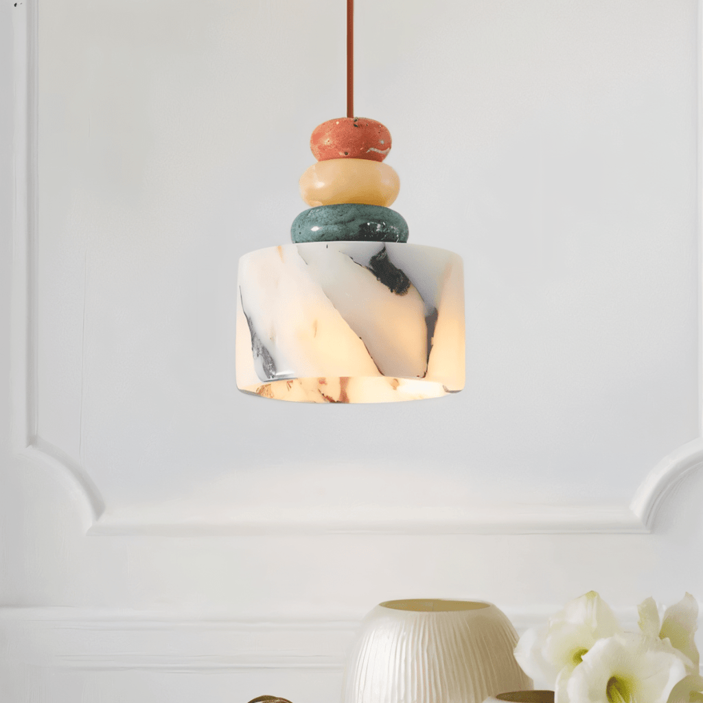 TerraLume Stone Vein Pendant Light With Warm Diffused Glow