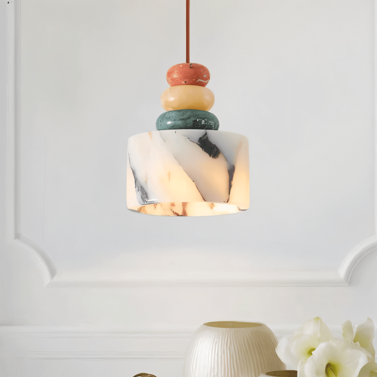 TerraLume Stone Vein Pendant Light With Warm Diffused Glow