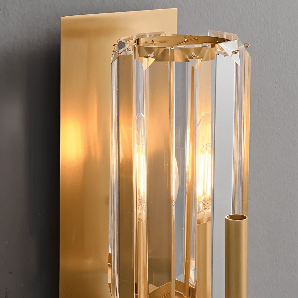 Aurora Copper Crystal Dual Cylinders Wall Lamp With Luxurious Glow