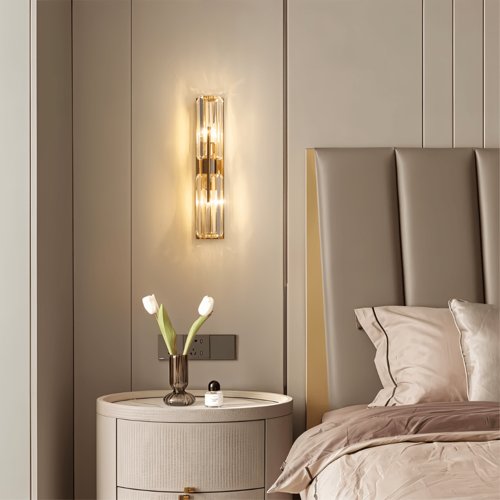 Aurora Copper Crystal Dual Cylinders Wall Lamp With Luxurious Glow