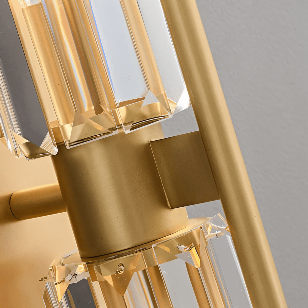 Aurora Copper Crystal Dual Cylinders Wall Lamp With Luxurious Glow