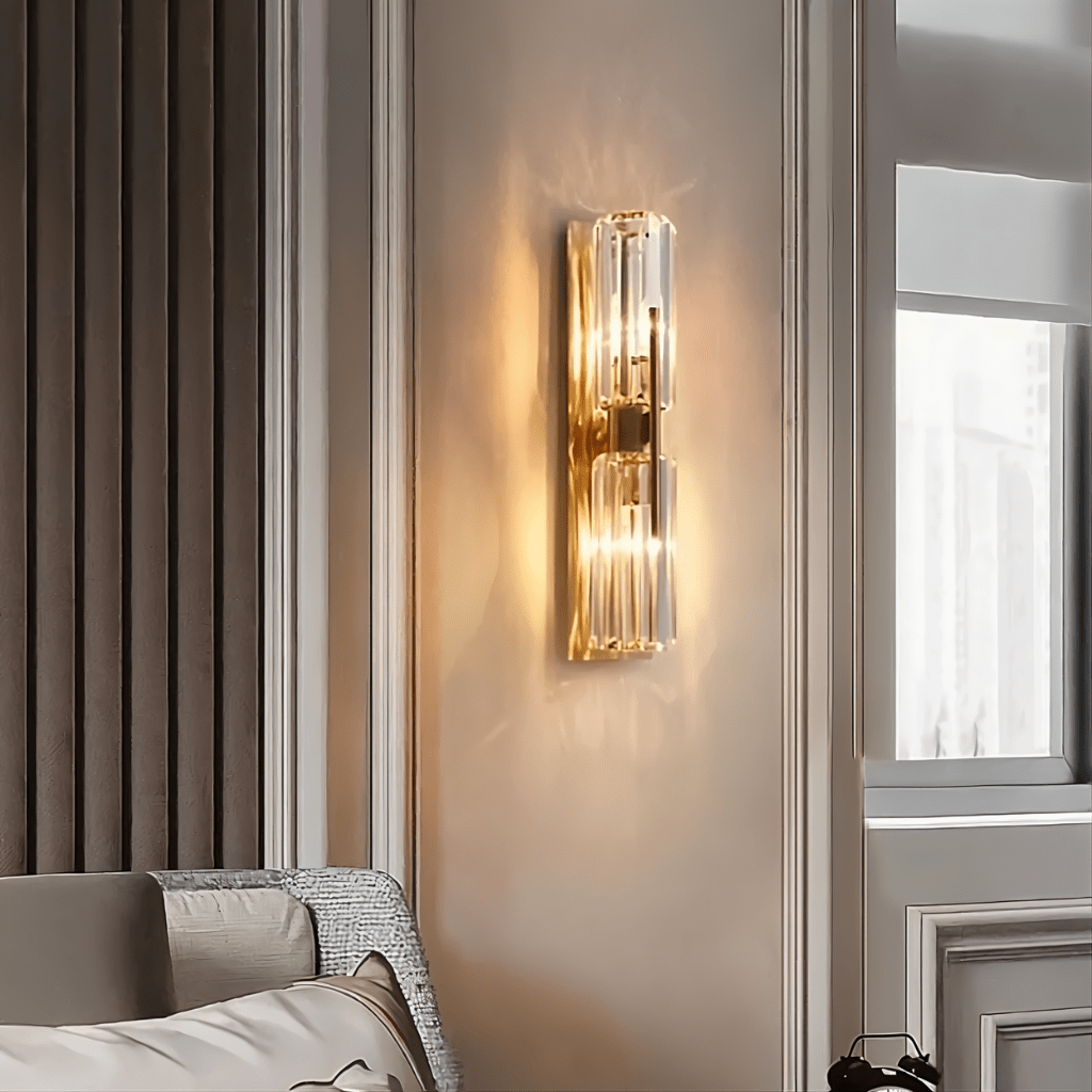 Aurora Copper Crystal Dual Cylinders Wall Lamp With Luxurious Glow
