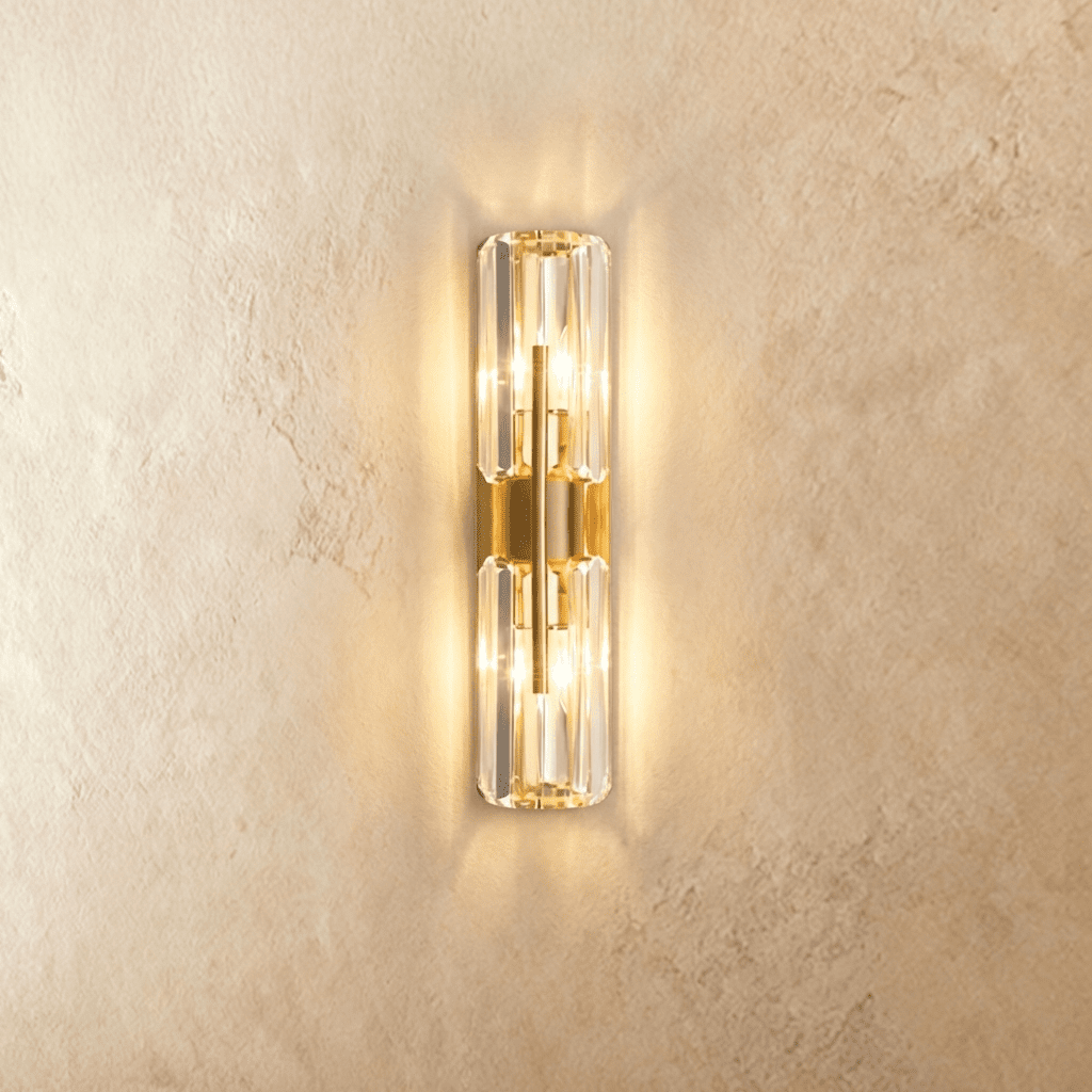 Aurora Copper Crystal Dual Cylinders Wall Lamp With Luxurious Glow