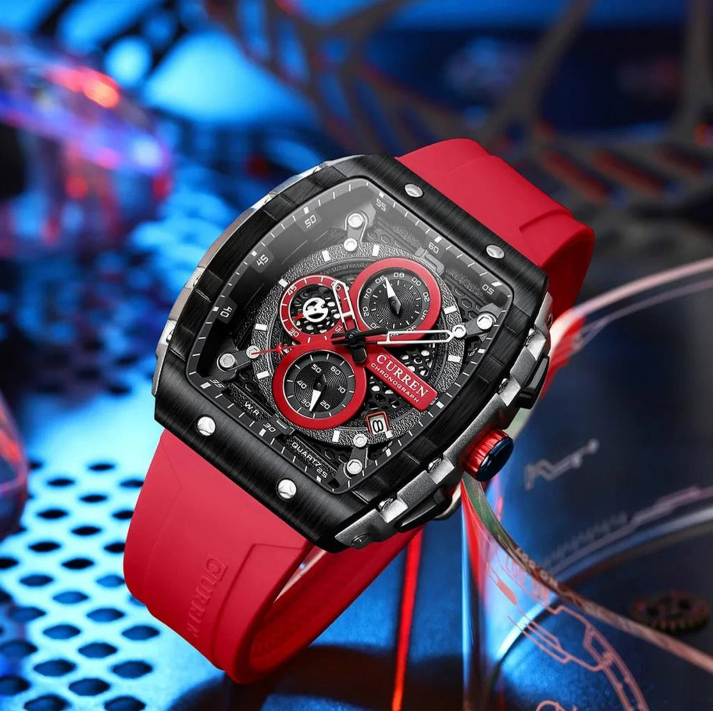 Relógio Cronógrafo Vareno, Data Automática, Bracelete de Silicone, 6 Cores