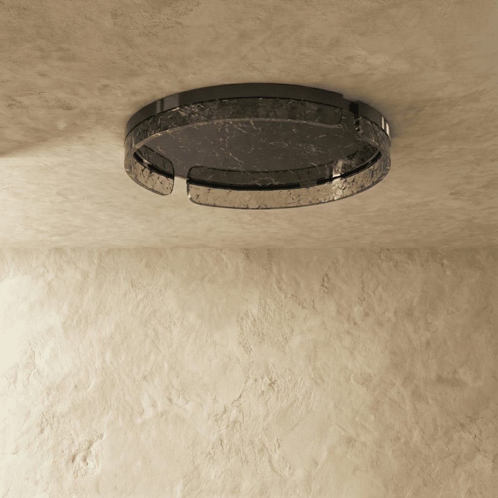 Aurora Ring Ceiling Light With Marbled Glass Diffuser And Geometric Cutouts
