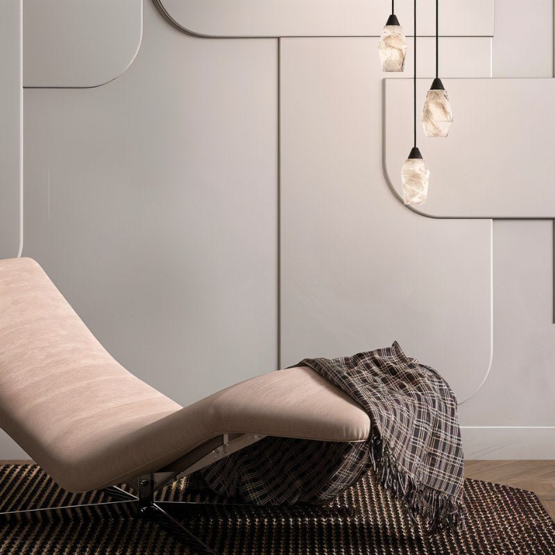 Vaelora Alabaster Pendant Light With Sleek Metal Frame