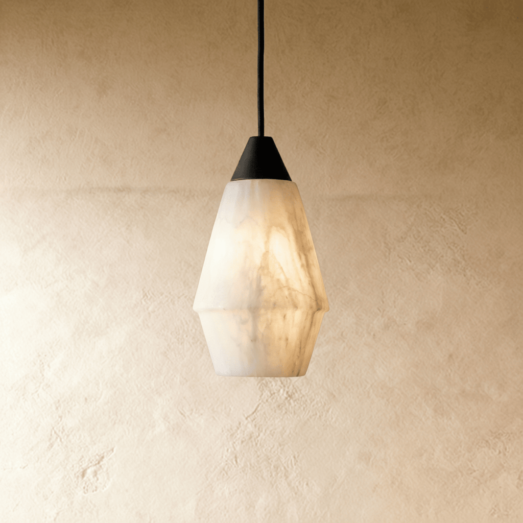 Vaelora Alabaster Pendant Light With Sleek Metal Frame