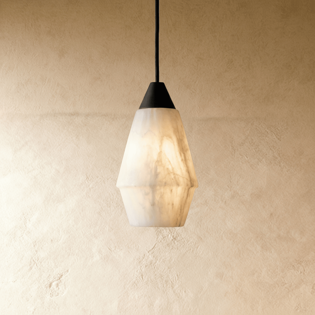 Vaelora Alabaster Pendant Light With Sleek Metal Frame