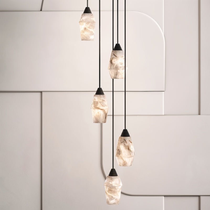 Vaelora Alabaster Pendant Light With Sleek Metal Frame