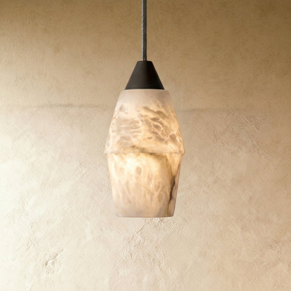 Vaelora Alabaster Pendant Light With Sleek Metal Frame