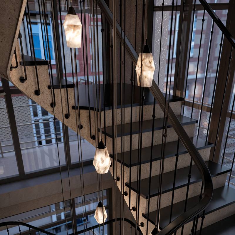 Vaelora Alabaster Pendant Light With Sleek Metal Frame