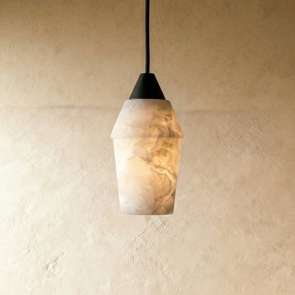 Vaelora Alabaster Pendant Light With Sleek Metal Frame