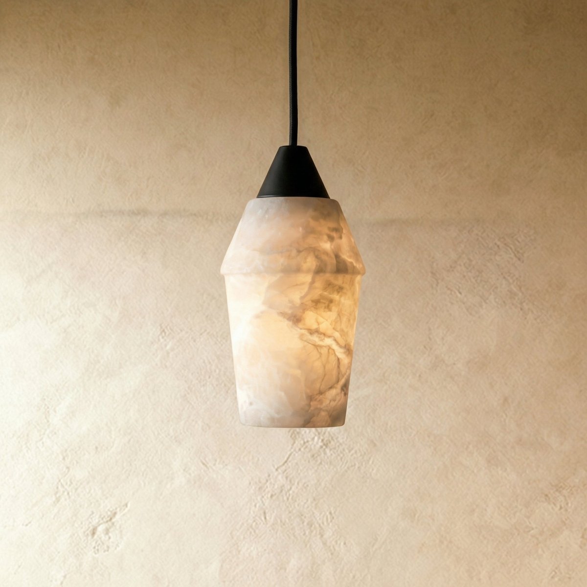 Vaelora Alabaster Pendant Light With Sleek Metal Frame