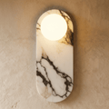 Marble Vein Sculptural Wall Lamp With Glass Globes And Metal Frame