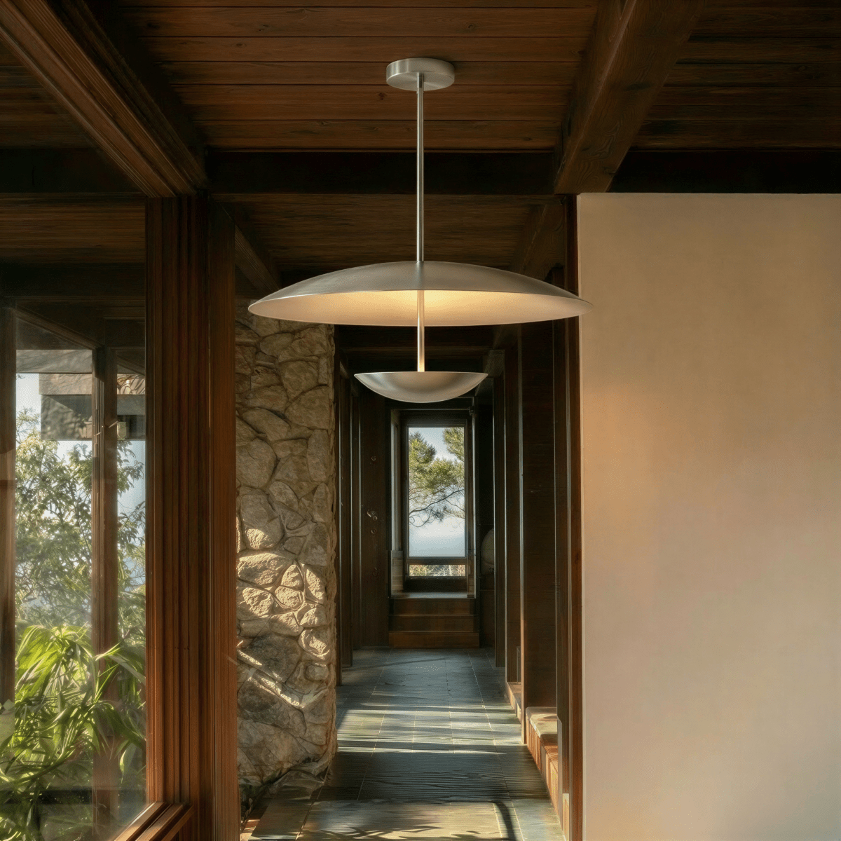 Aurora Halo Wide Shade Metal Pendant Light for Dining Rooms