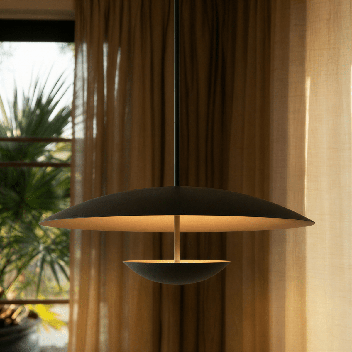 Aurora Halo Wide Shade Metal Pendant Light for Dining Rooms