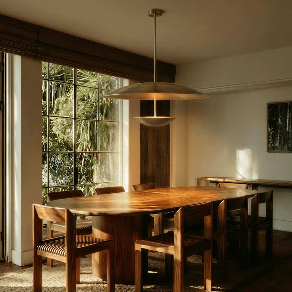 Aurora Halo Wide Shade Metal Pendant Light for Dining Rooms