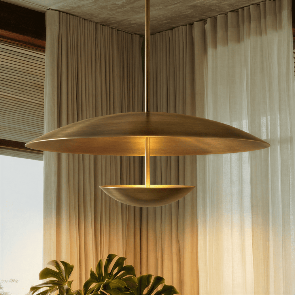 Aurora Halo Wide Shade Metal Pendant Light for Dining Rooms