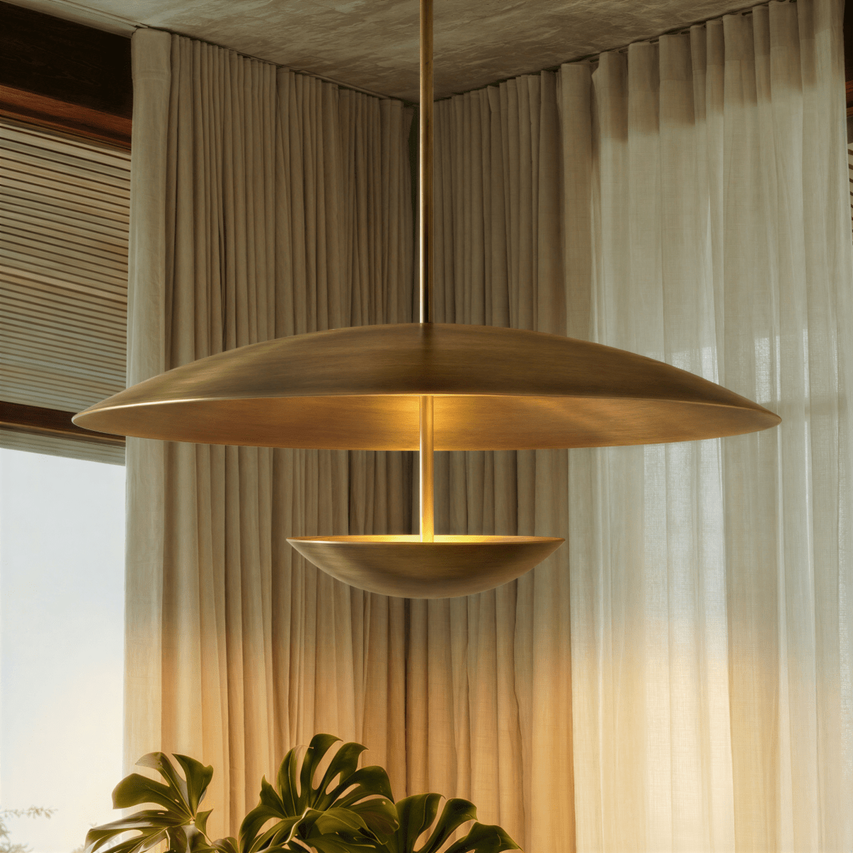 Aurora Halo Wide Shade Metal Pendant Light for Dining Rooms