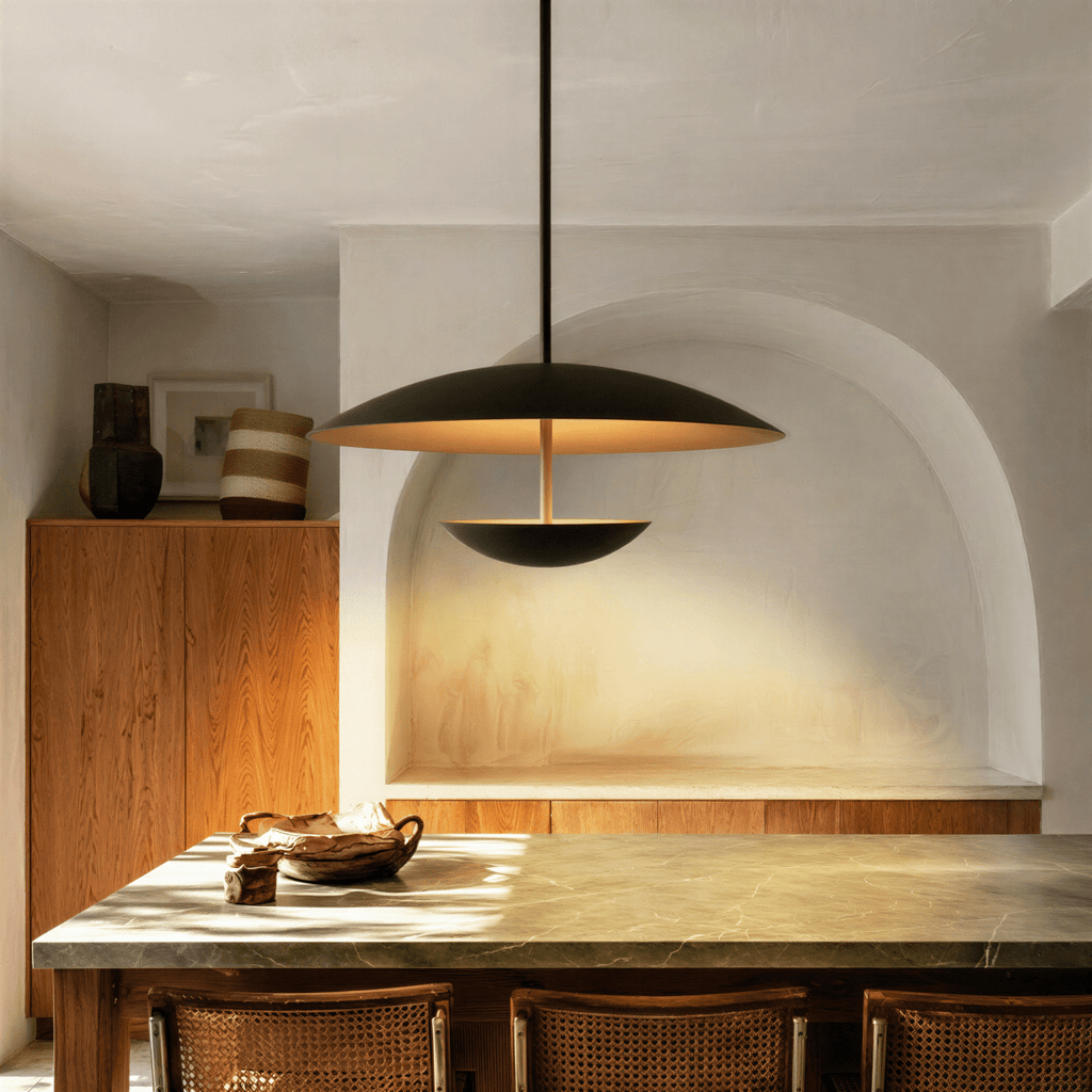 Aurora Halo Wide Shade Metal Pendant Light for Dining Rooms