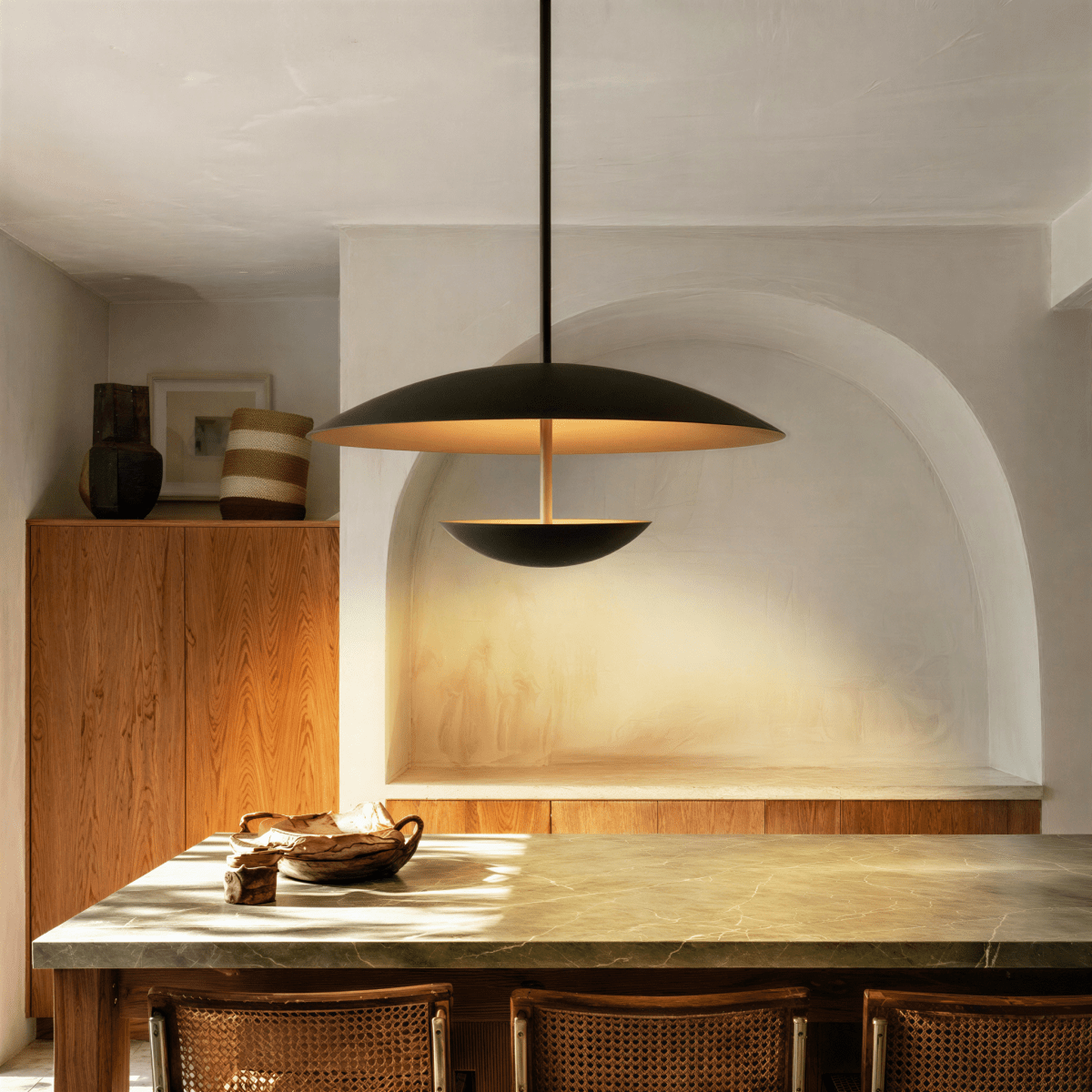Aurora Halo Wide Shade Metal Pendant Light for Dining Rooms