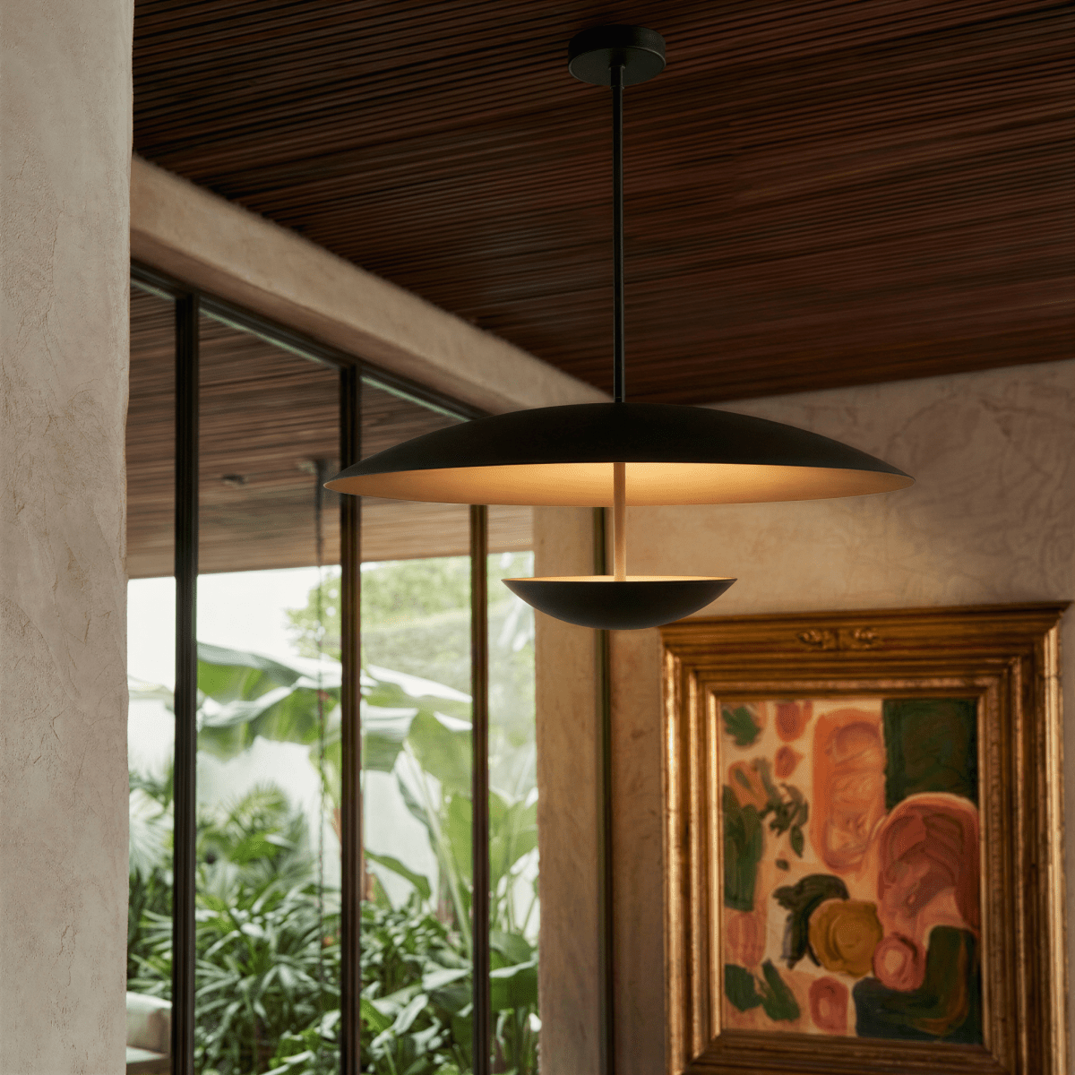 Aurora Halo Wide Shade Metal Pendant Light for Dining Rooms