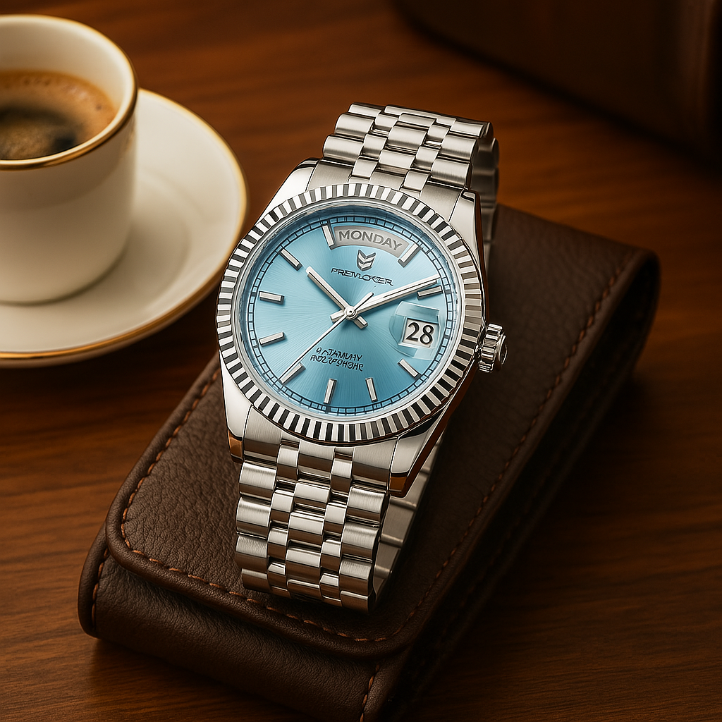 Orologio automatico in acciaio inossidabile, calendario con data, NovaVale Elite