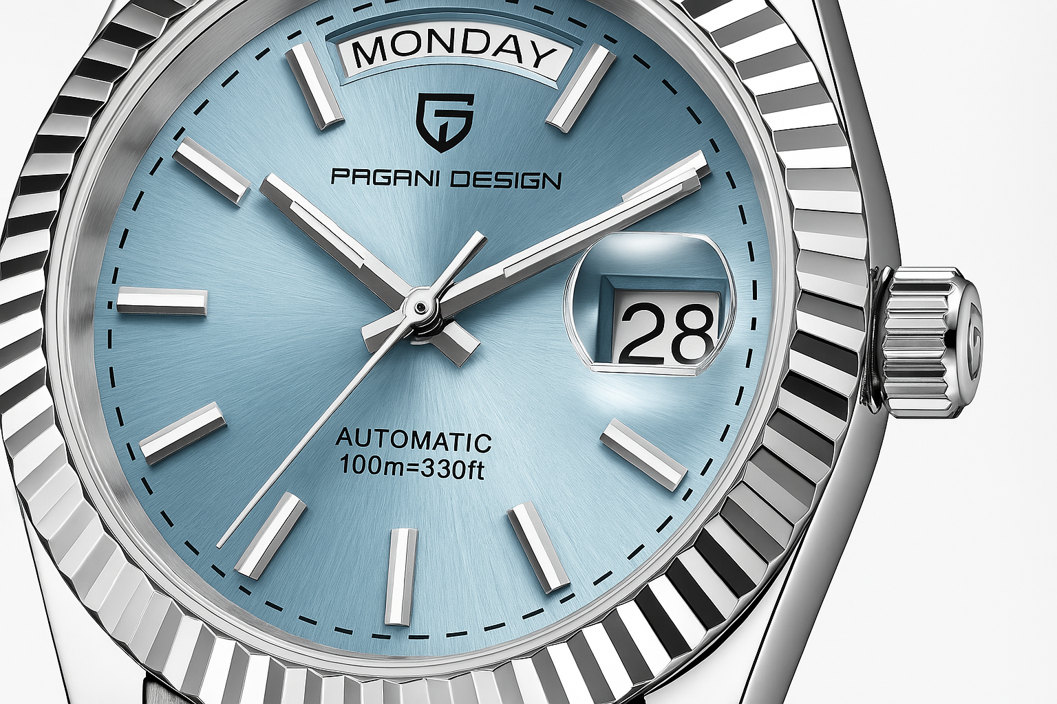 Orologio automatico in acciaio inossidabile, calendario con data, NovaVale Elite