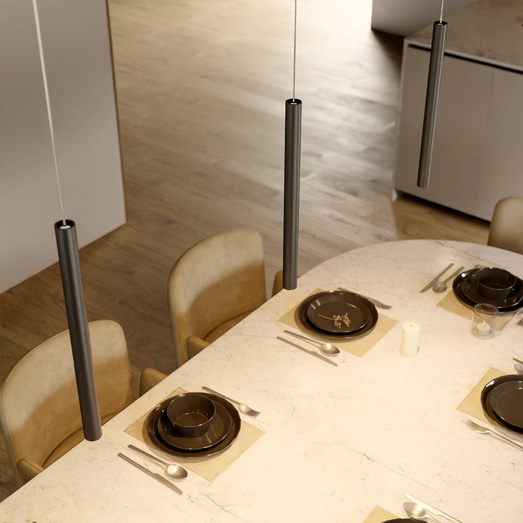 Minimalistické hliníkové závěsné svítidlo AeroLume, teplé LED světlo 2700 K