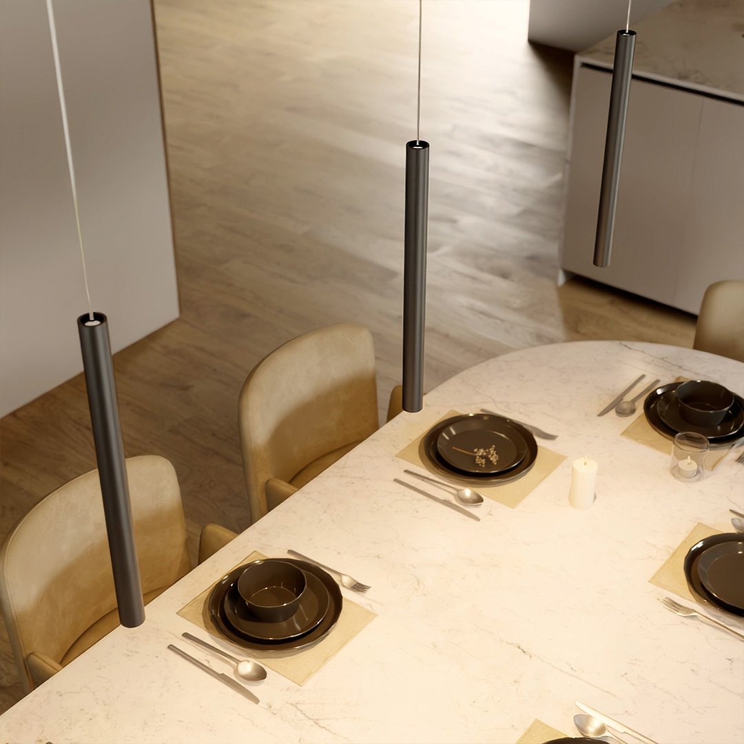 Minimalistické hliníkové závěsné svítidlo AeroLume, teplé LED světlo 2700 K