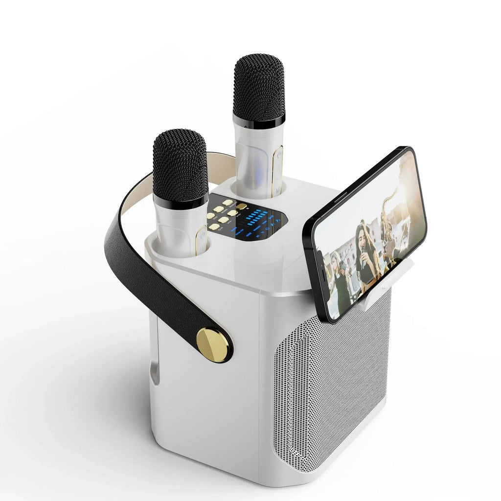 100 W:n kannettava karaokelaite, Bluetooth 5.3 ja kaksi langatonta mikrofonia