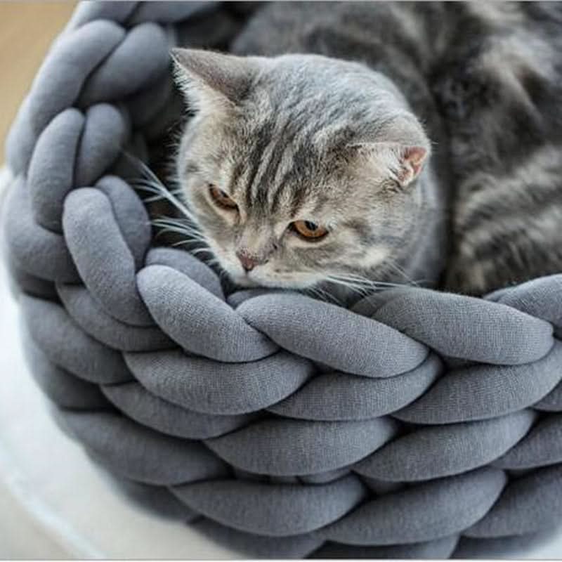 Panier doux en laine pour animaux avec soutien de bord haut - Fioriscas