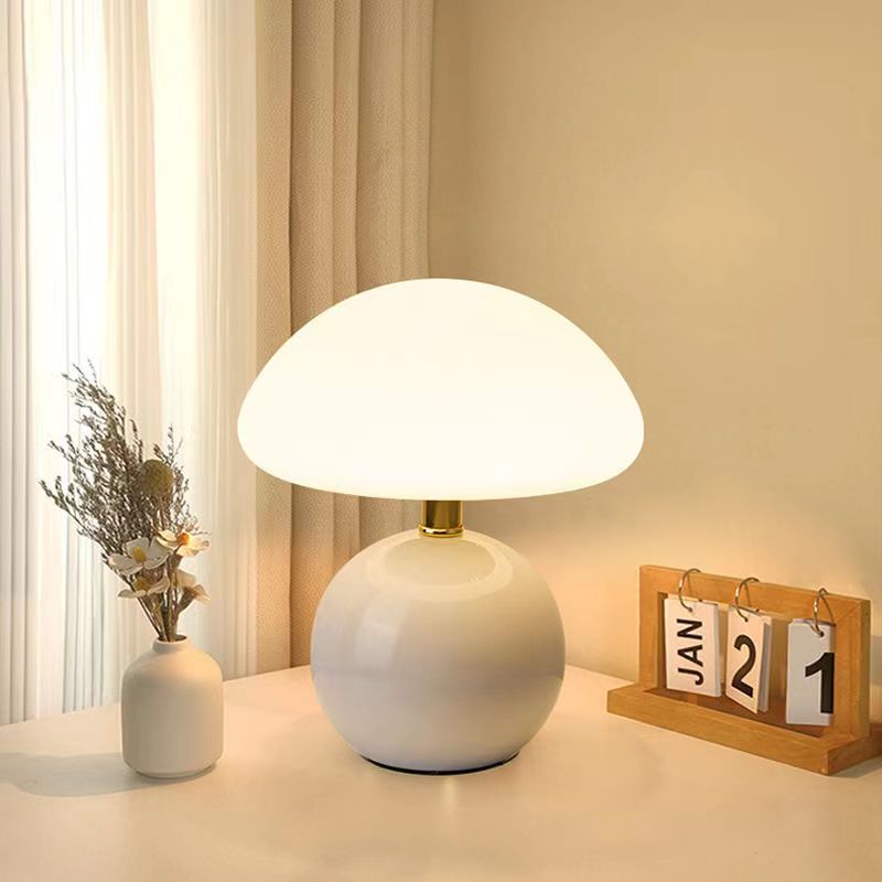 Calvryn Ceramic Mushroom Table Lamp With Bauhaus-Inspired Curves