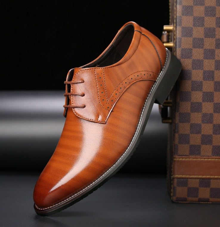 AeroStride Men's Leather Lace-Up Shoes, Breathable All-Day Comfort